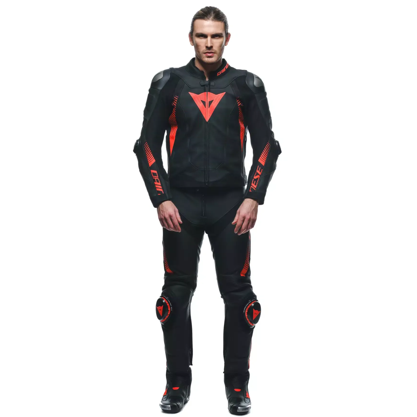 Dainese SUPER SPEED LEATHER PANTS BLACK/RED-FLUO Best
