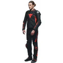 Dainese SUPER SPEED LEATHER PANTS BLACK/RED-FLUO Best