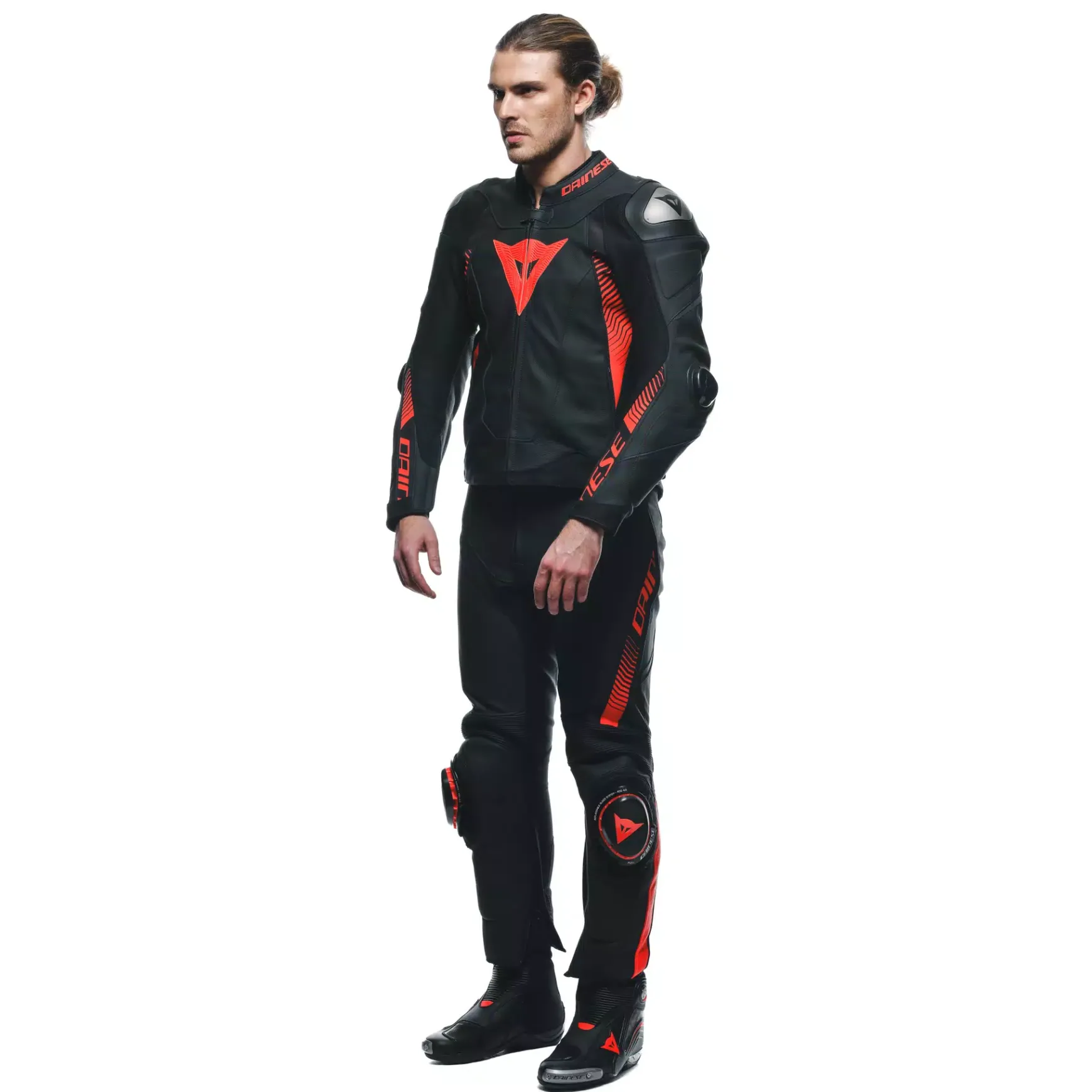 Dainese SUPER SPEED LEATHER PANTS BLACK/RED-FLUO Best