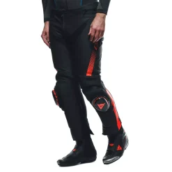 Dainese SUPER SPEED LEATHER PANTS BLACK/RED-FLUO Best