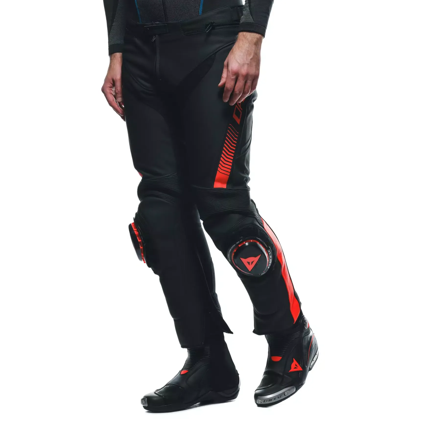 Dainese SUPER SPEED LEATHER PANTS BLACK/RED-FLUO Best