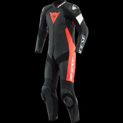 Dainese TOSA 1 PCS LEATHER SUIT PERF BLACK/FLUO-RED/WHITE Sale