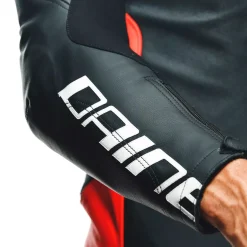 Dainese TOSA 1 PCS LEATHER SUIT PERF BLACK/FLUO-RED/WHITE Sale